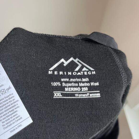 Merino Tech 100% Merino Wool Base Layer Pants XXL NWT Black Thermal Warm - Picture 7 of 13